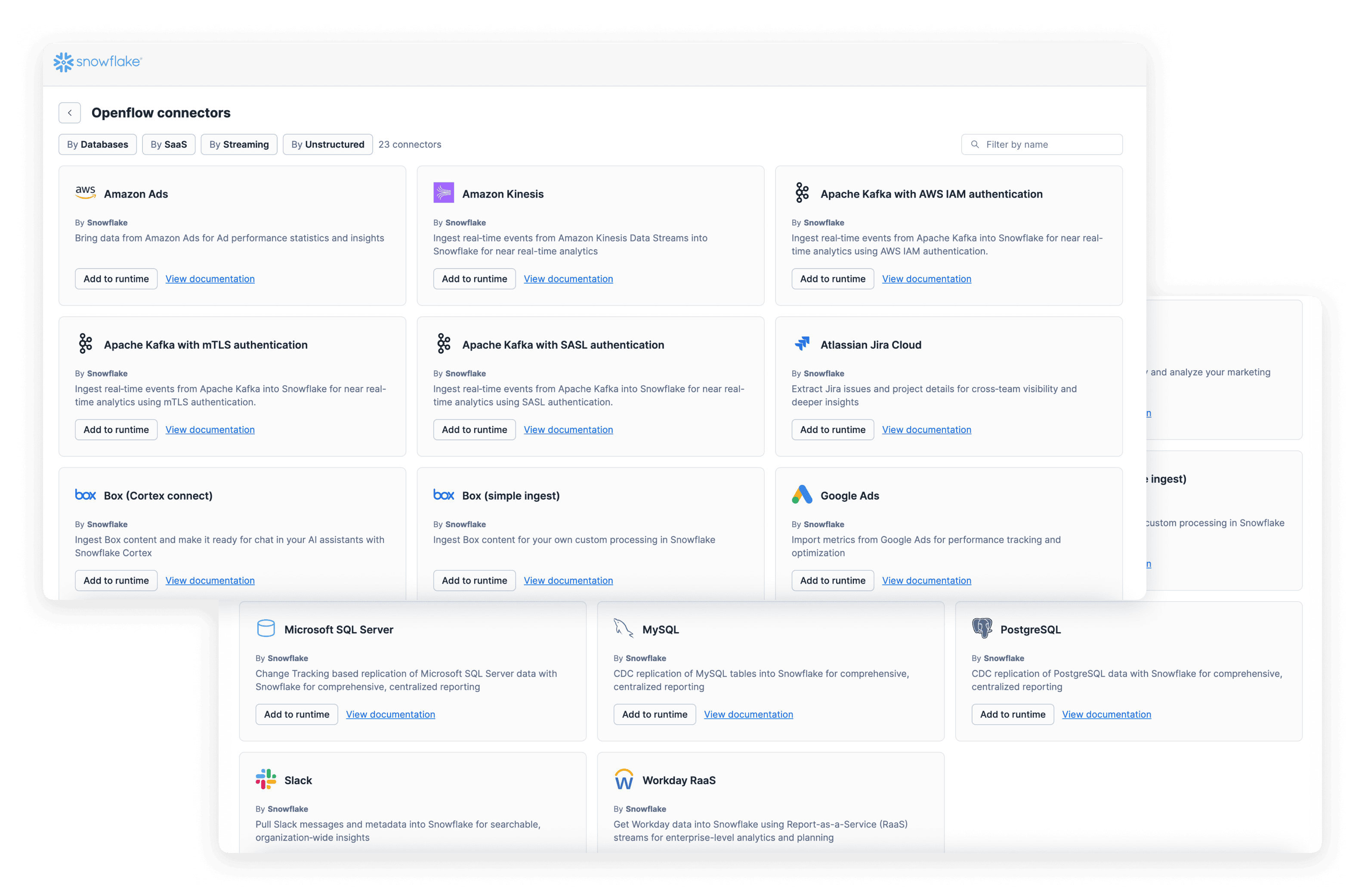 Openflow connector library on Snowflake