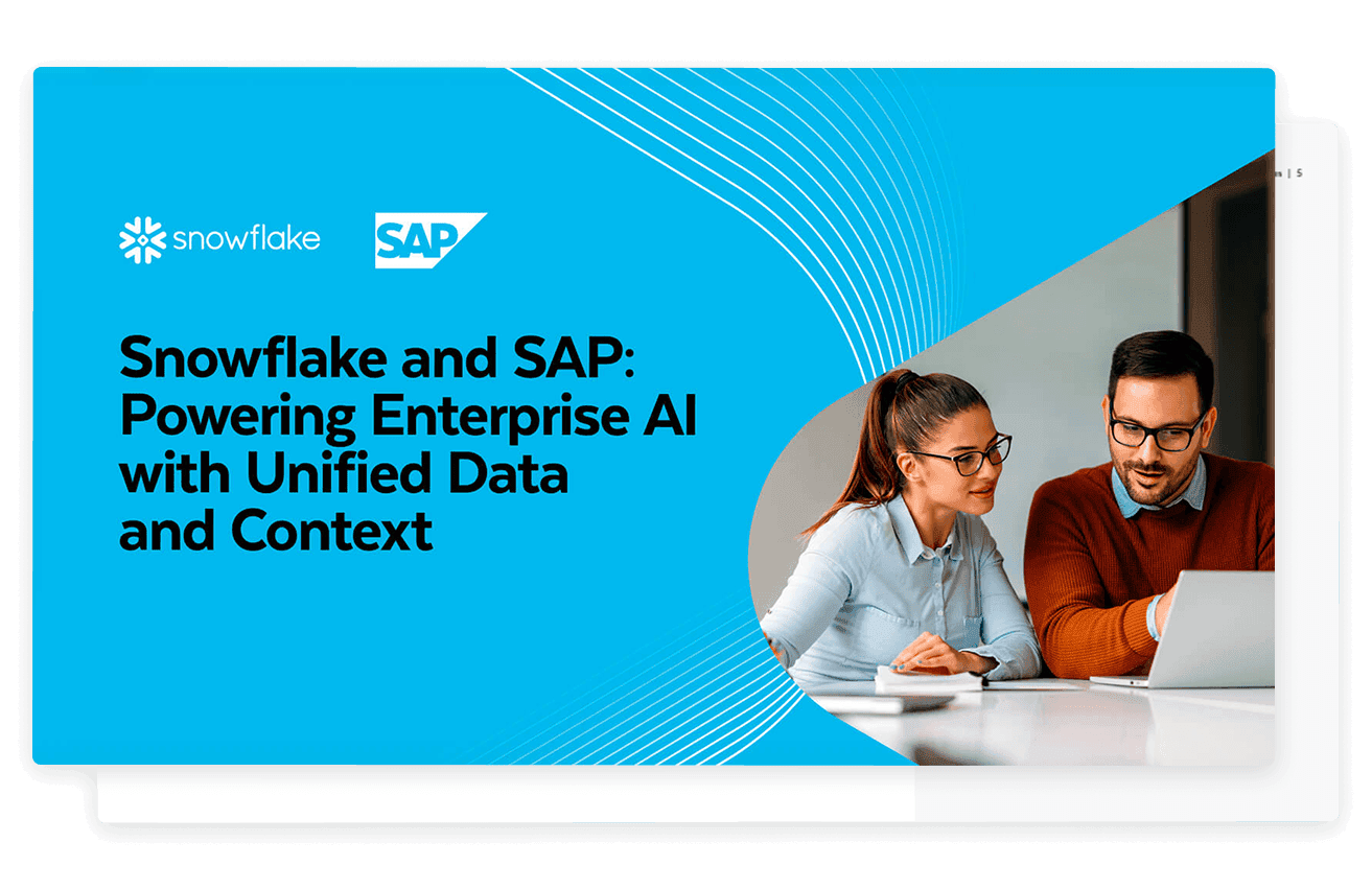 Cover of a Snowflake and SAP report titled Snowflake and SAP: Powring Enterprise AI with Unified Data Context