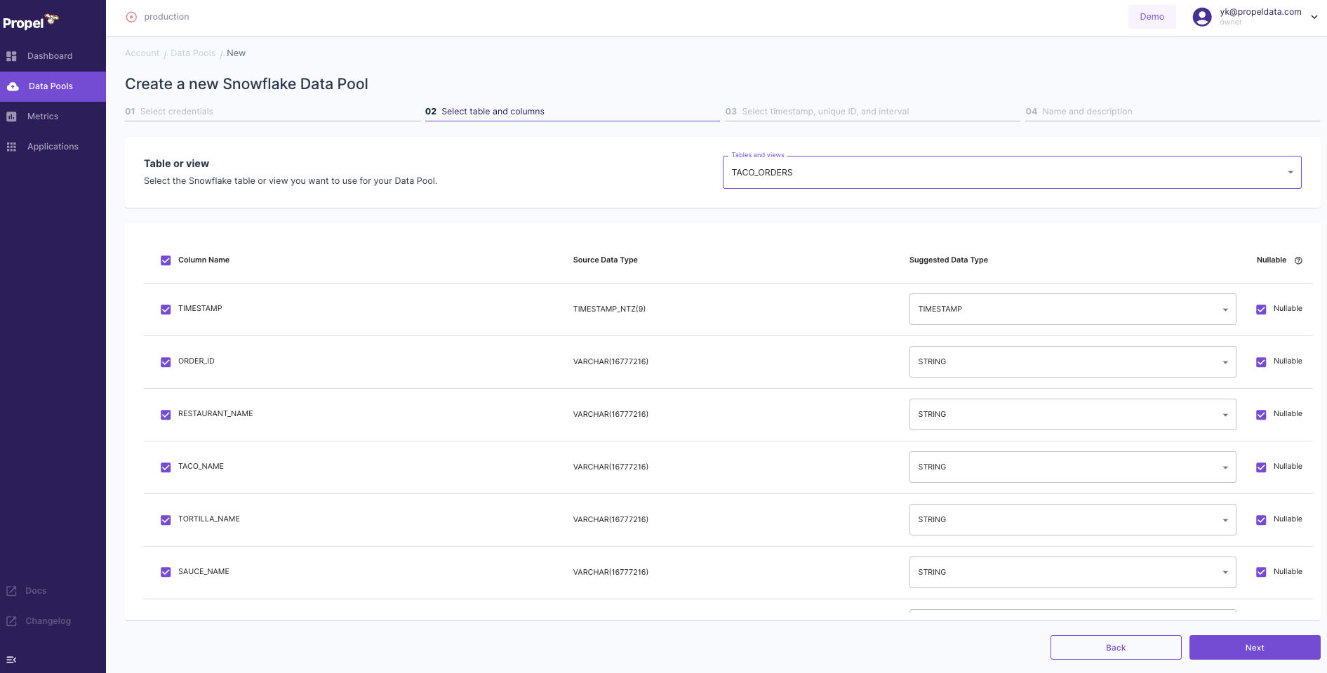 Propel Data Pool Configuration