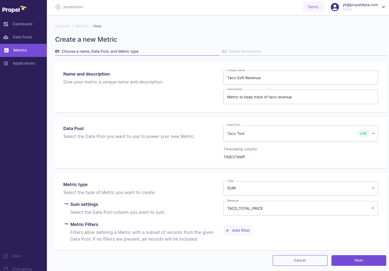Propel Metric Details