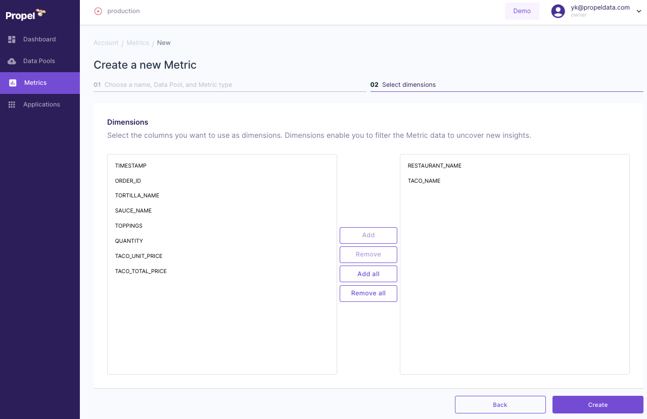 Propel Metric Dimensions