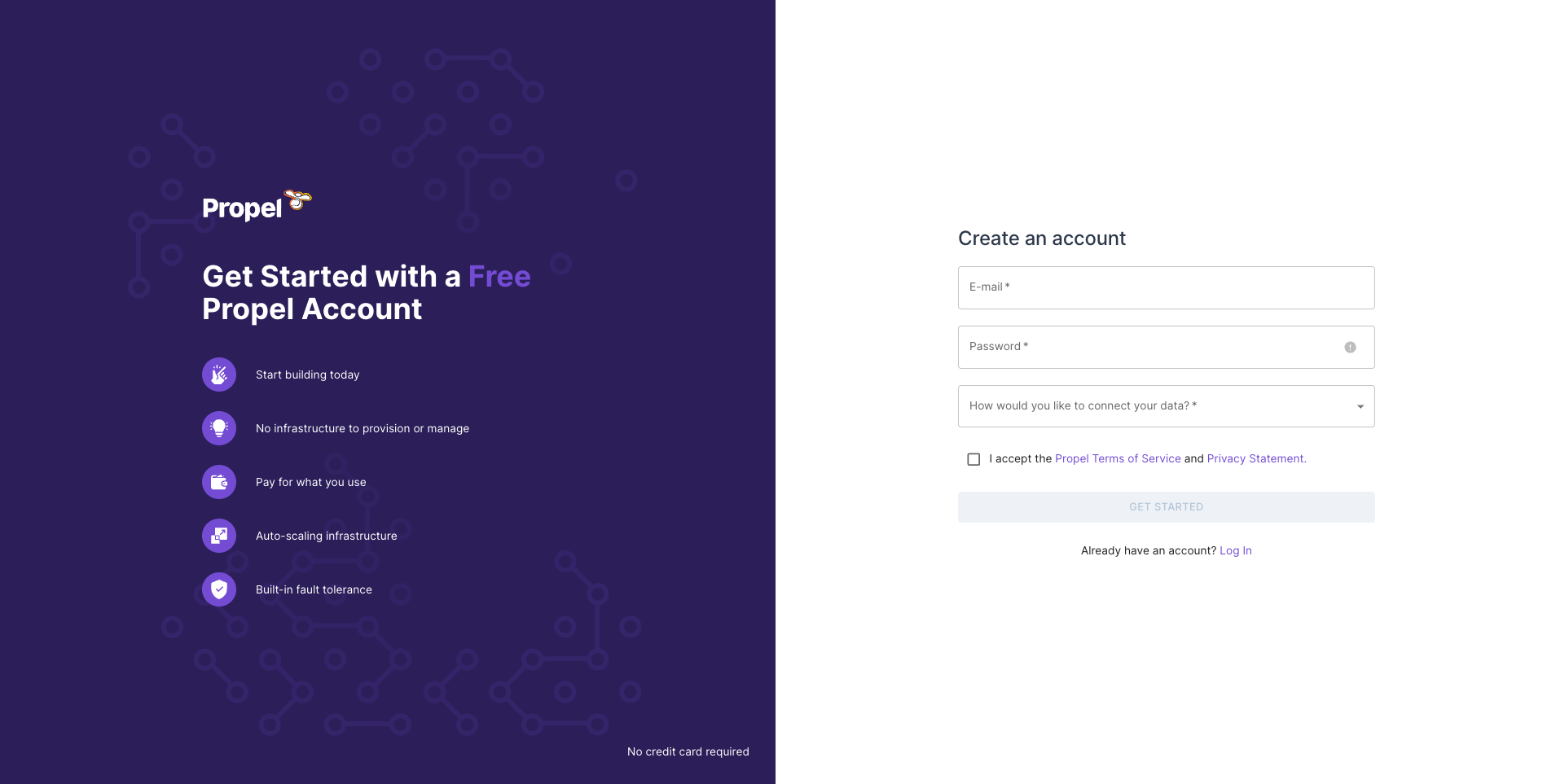 Sign up on Propel