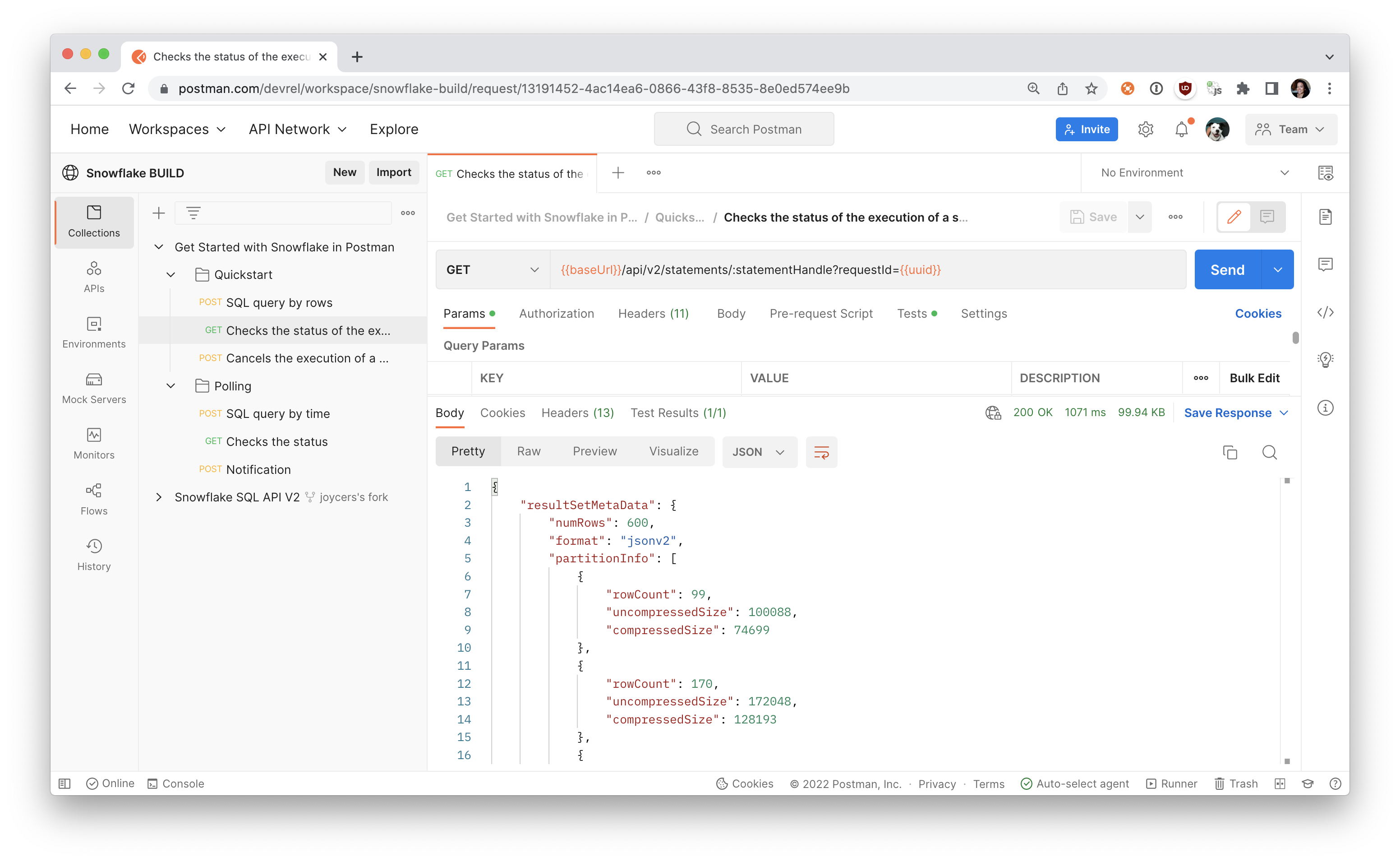 check status of query