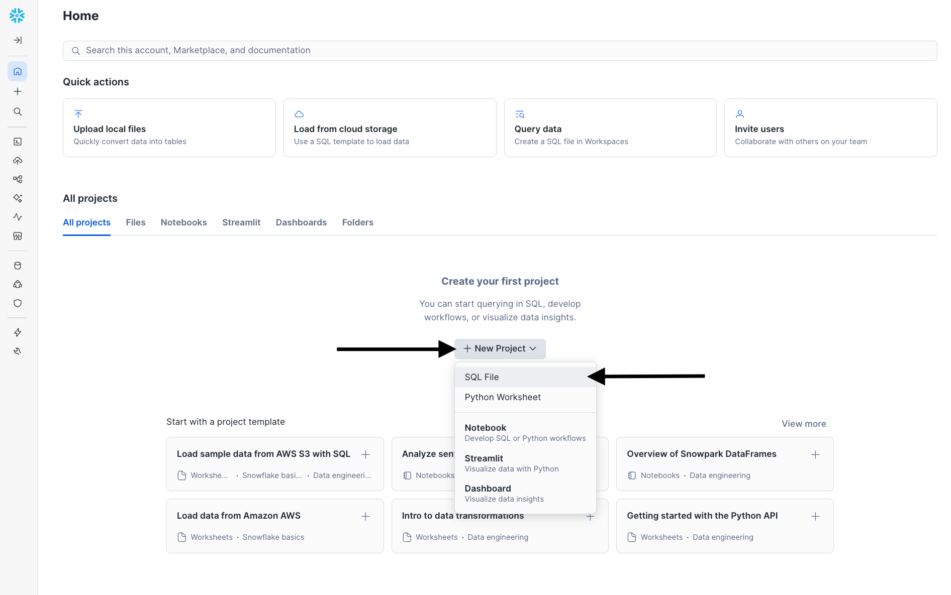 Snowflake Create SQL file