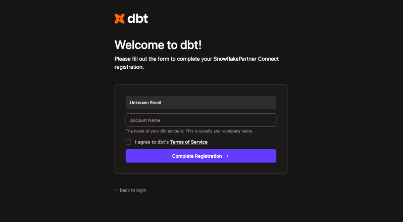 dbt platform Registration