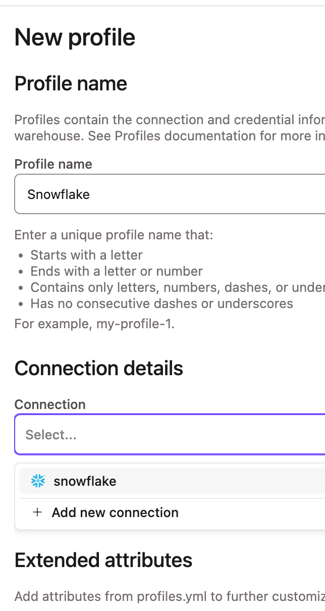 Select Snowflake Connection