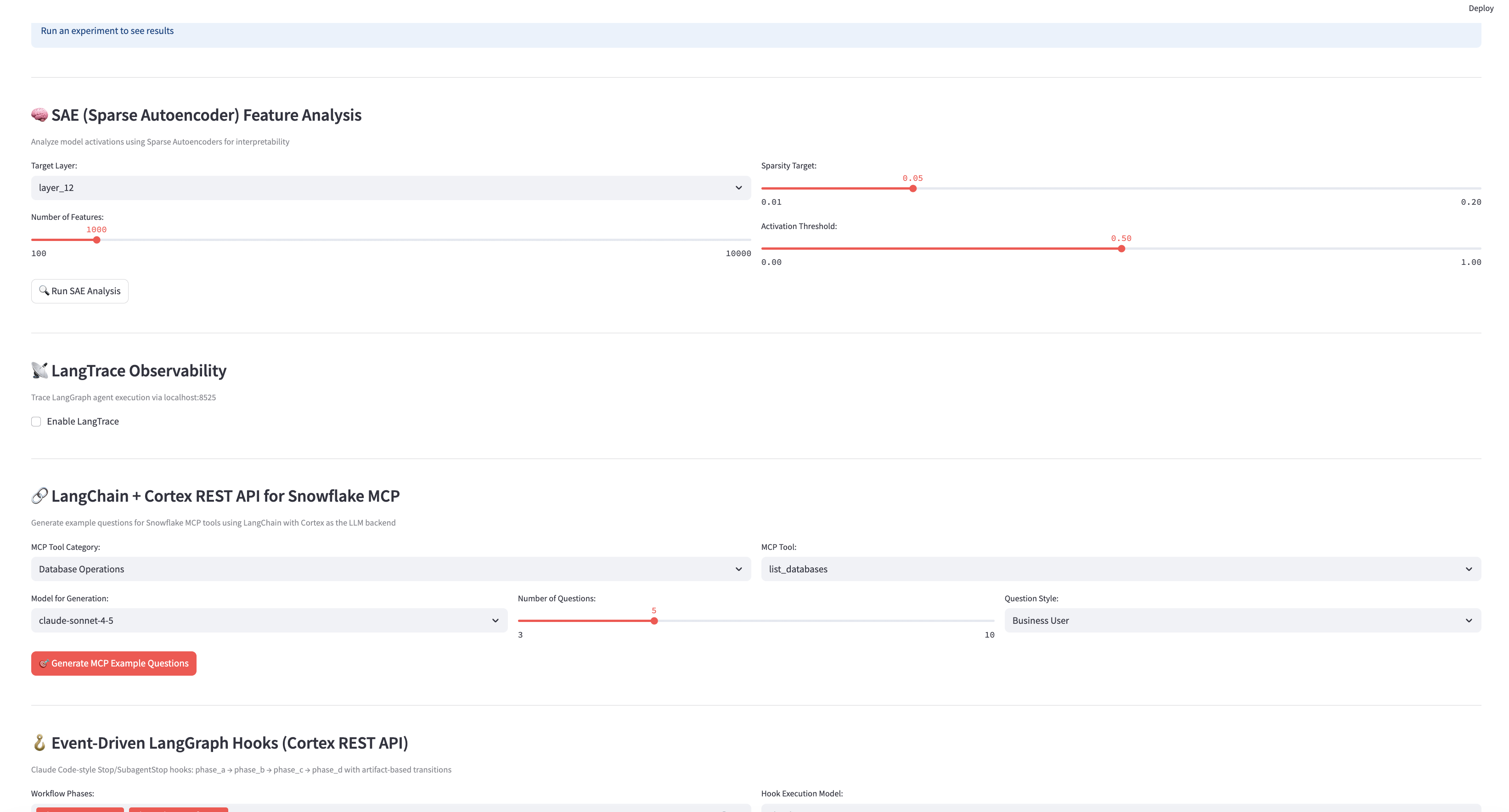 SAE LangChain LangTrace Event-Driven Hooks