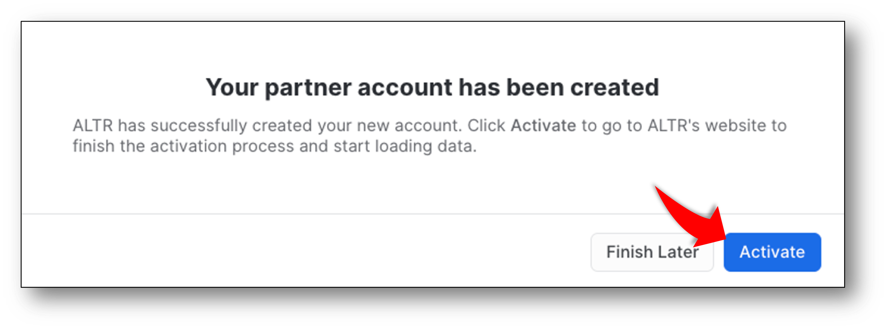 ALTR Account Created