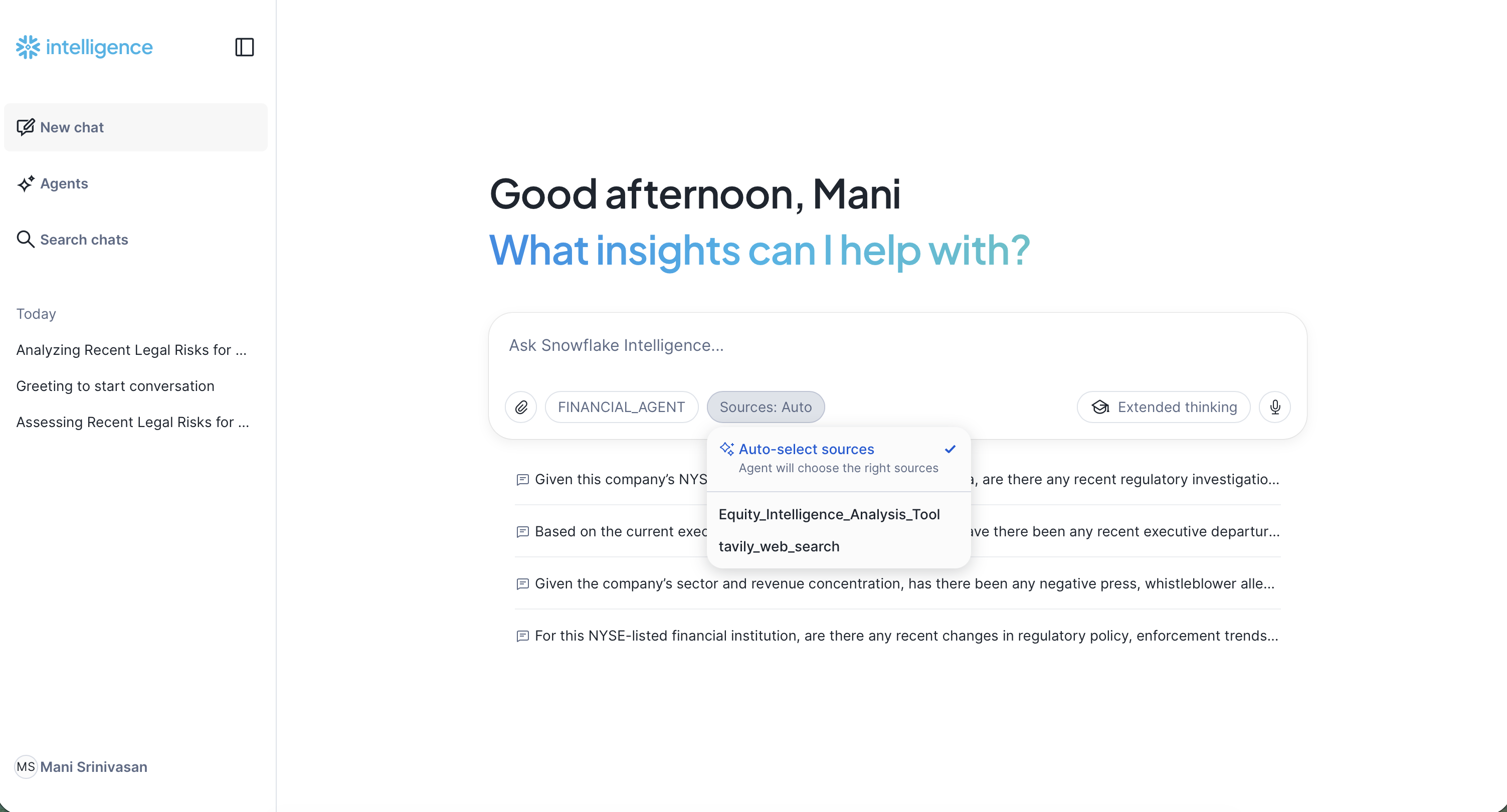 Snowflake Intelligence Tool Image