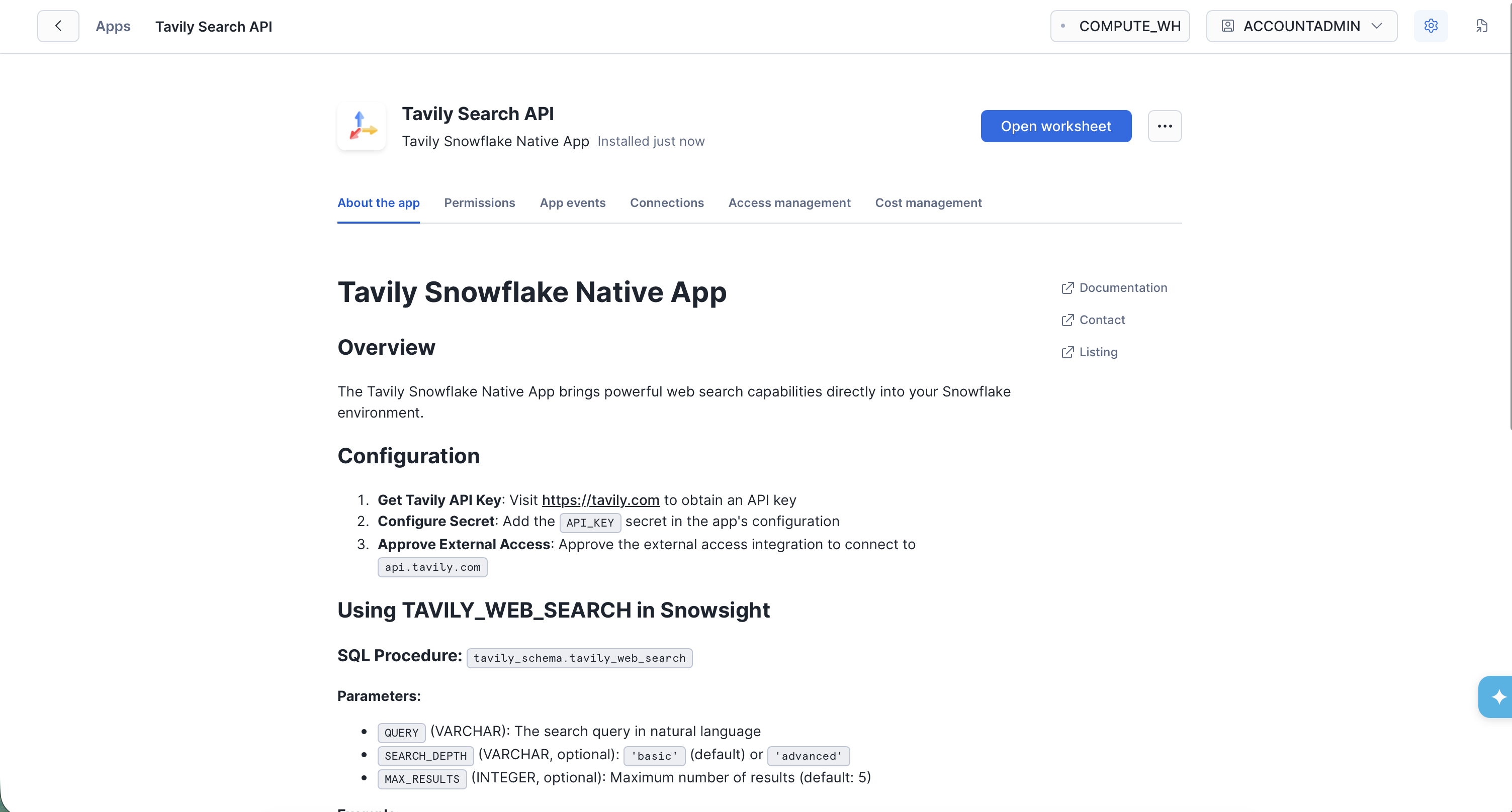 Tavily Open Worksheet