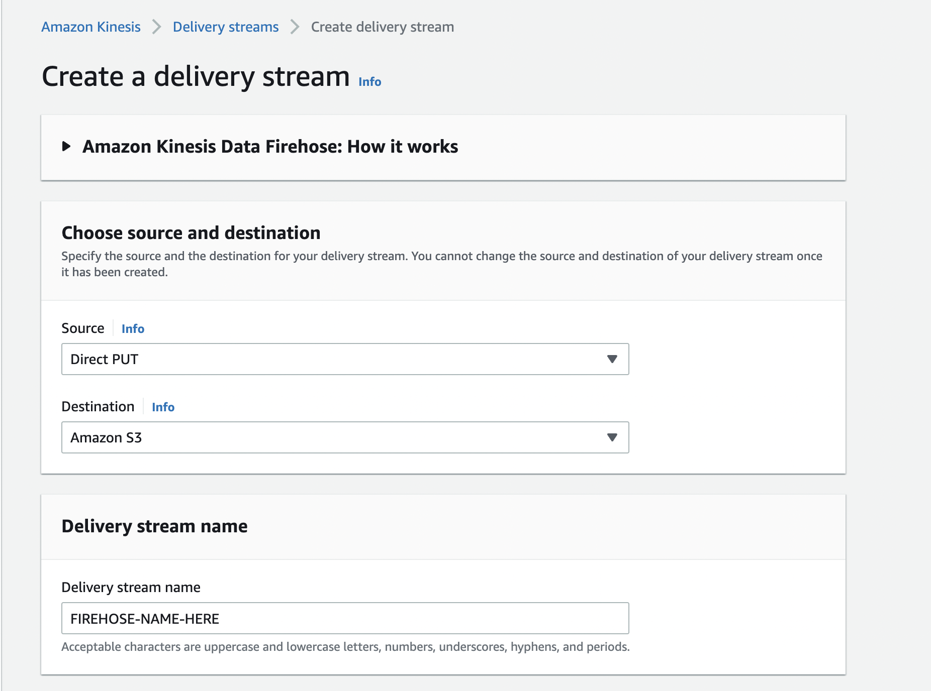 Create the firehose stream