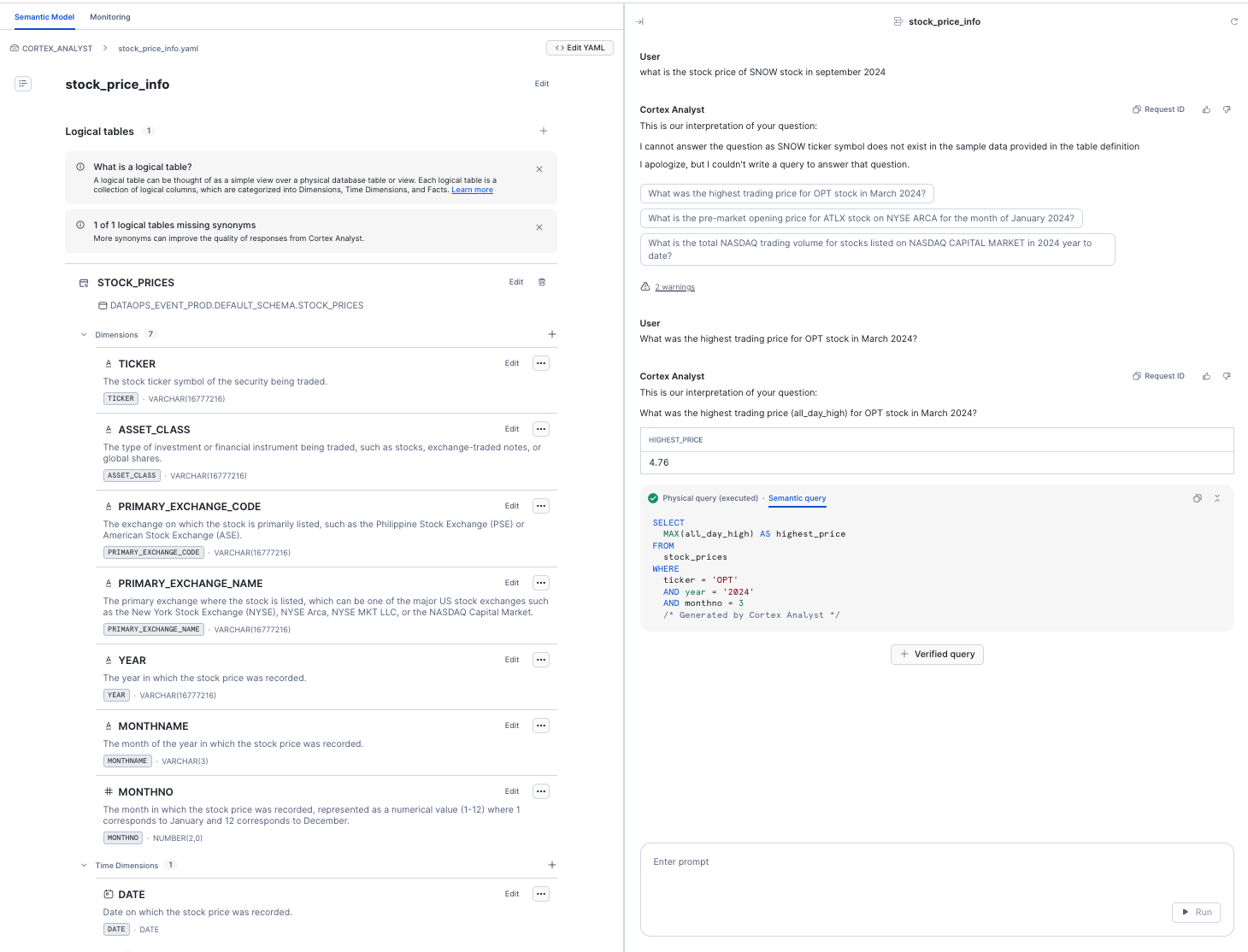 Snowflake Analysts View Structure