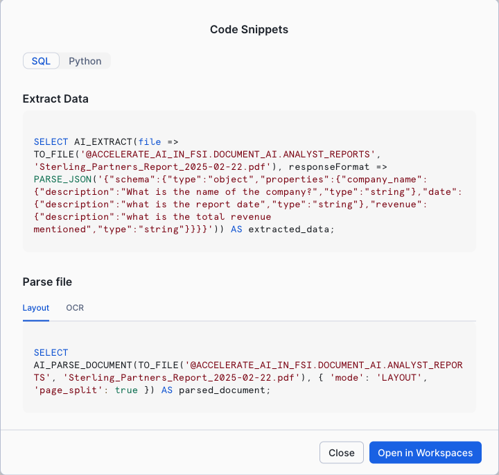 Code Snippets Button