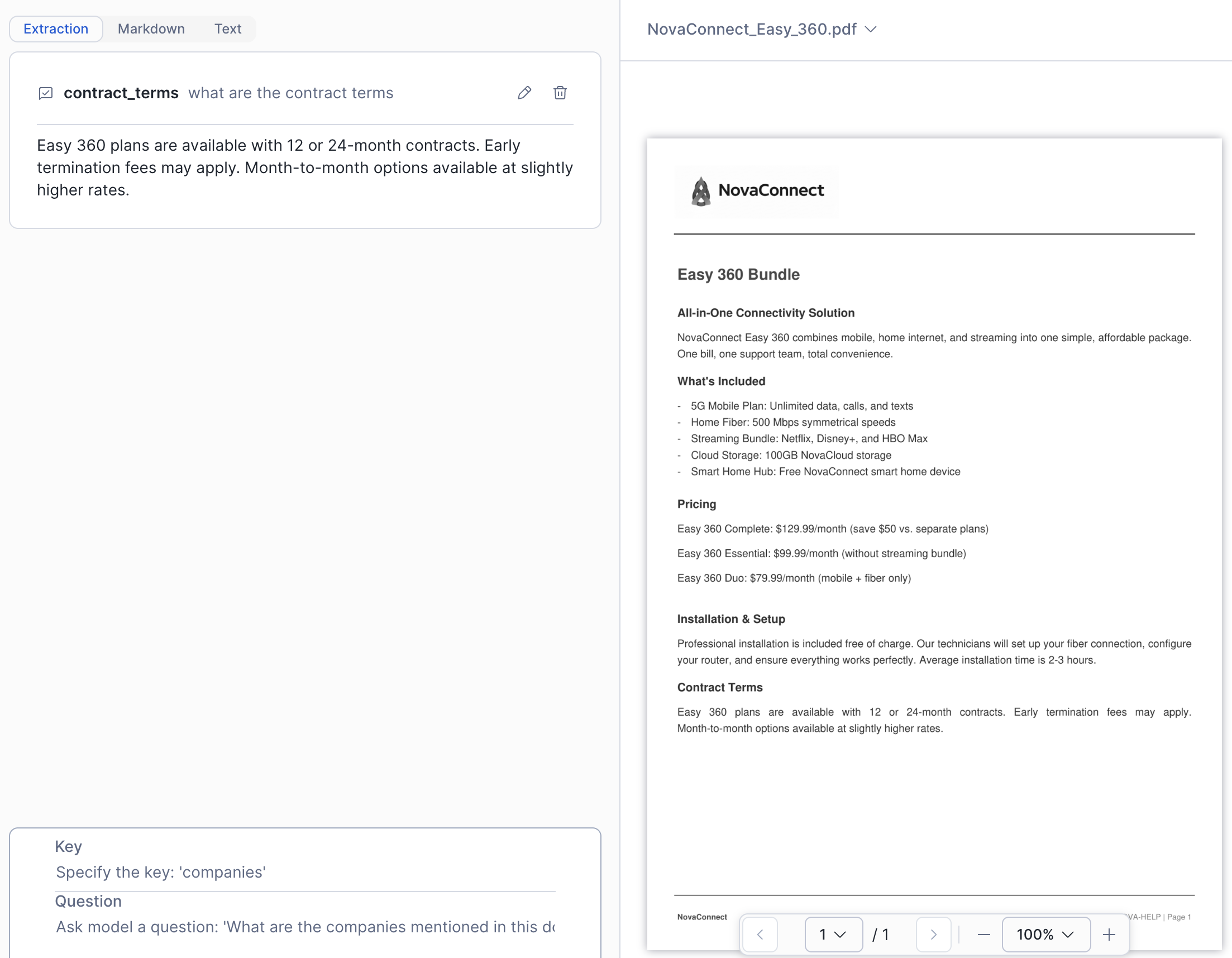 Extraction with Contract Terms