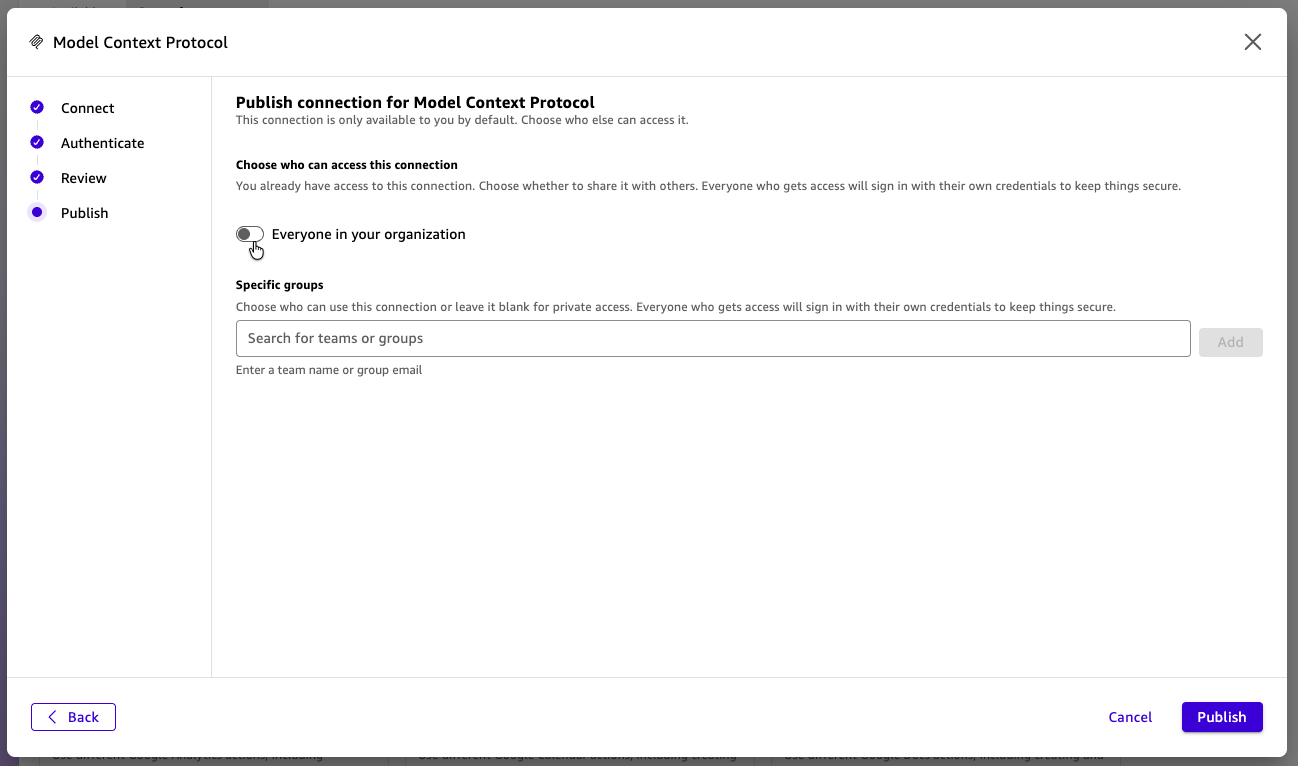 Publish connector