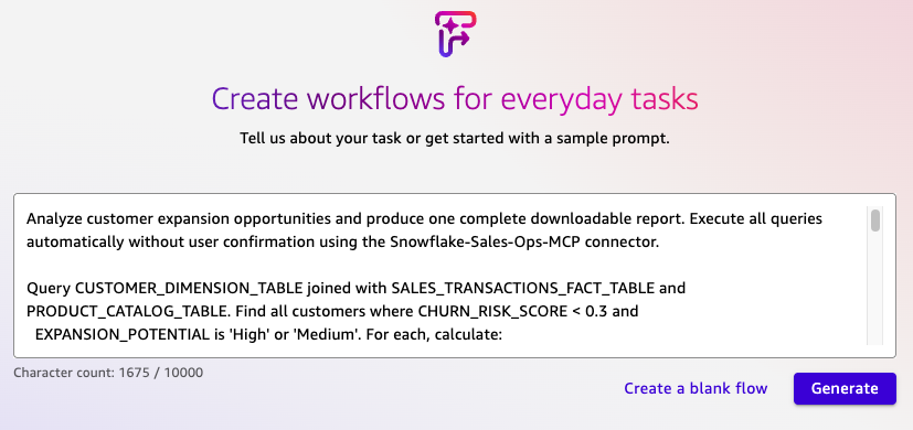 Generate flow