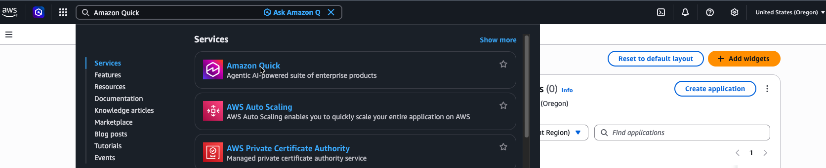 Search for Amazon Quick
