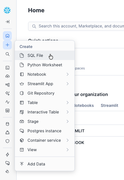 Create SQL Worksheet