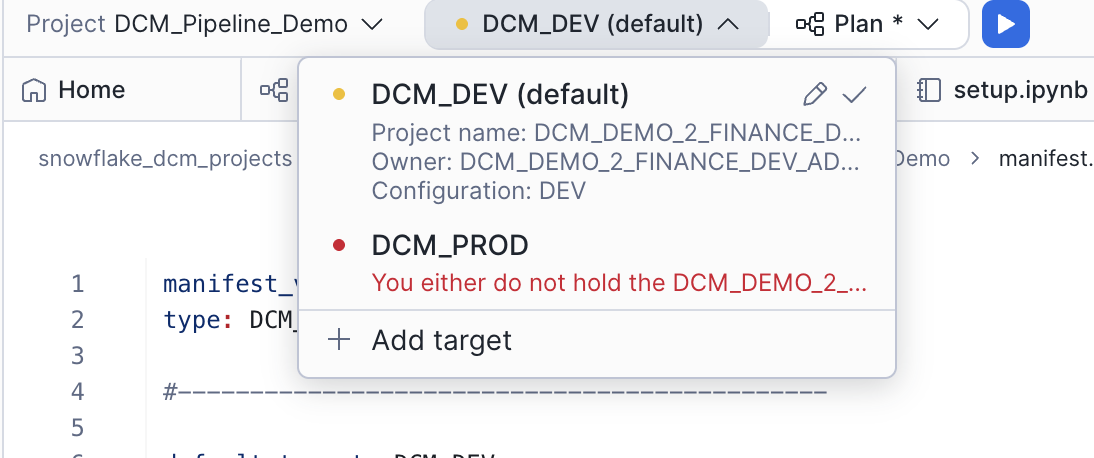 Selecting the Pipeline project