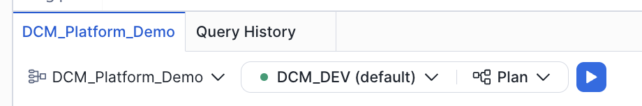 Selecting the Platform project in the DCM control panel