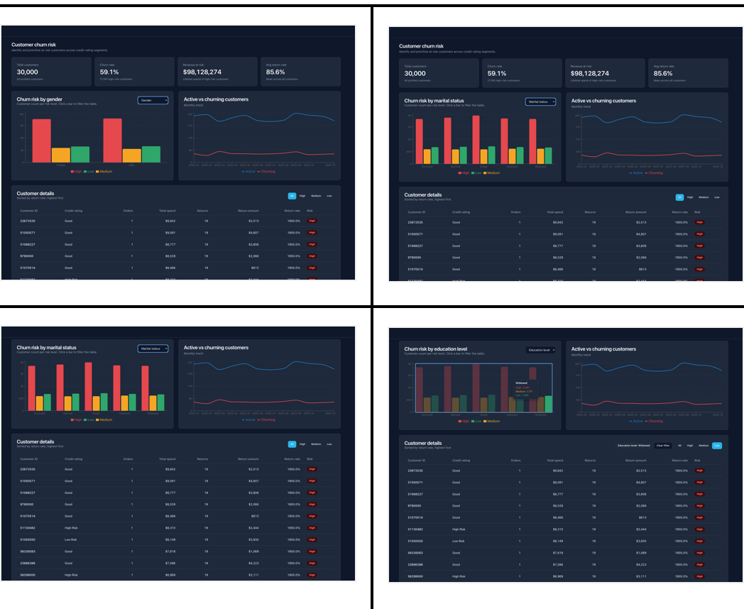 ChurnGuard Explorer dashboard