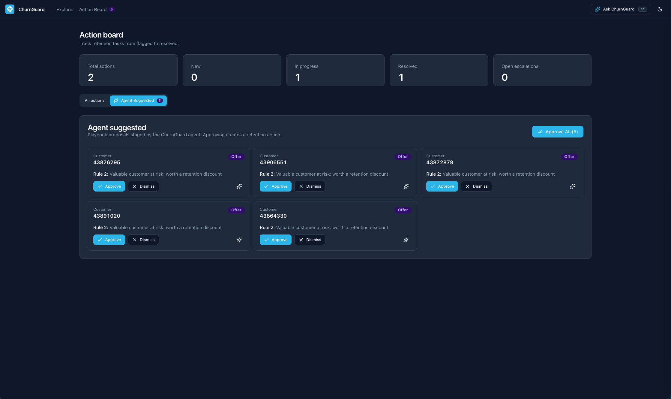 Agent Suggested tab with proposals