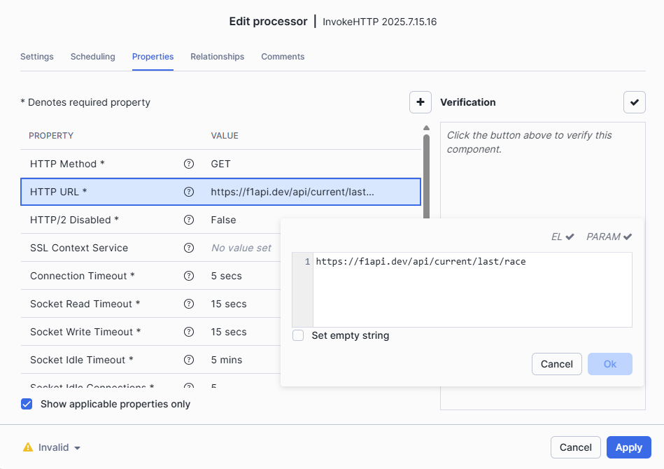 InvokeHTTP Properties