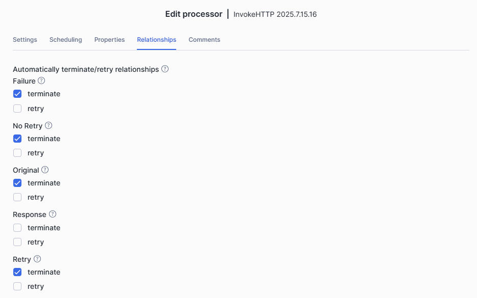 InvokeHTTP Relationships