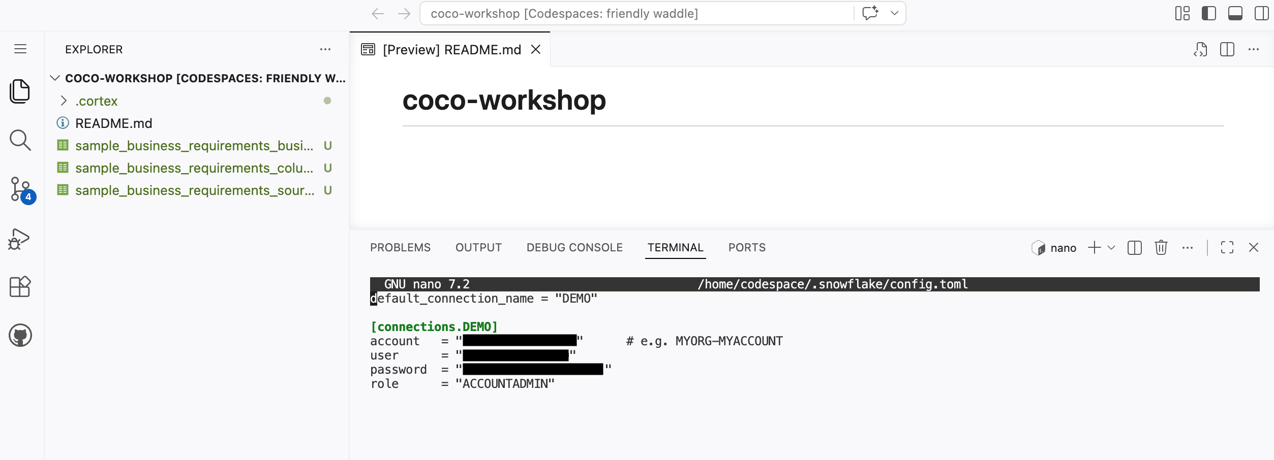 Config file in CodeSpaces