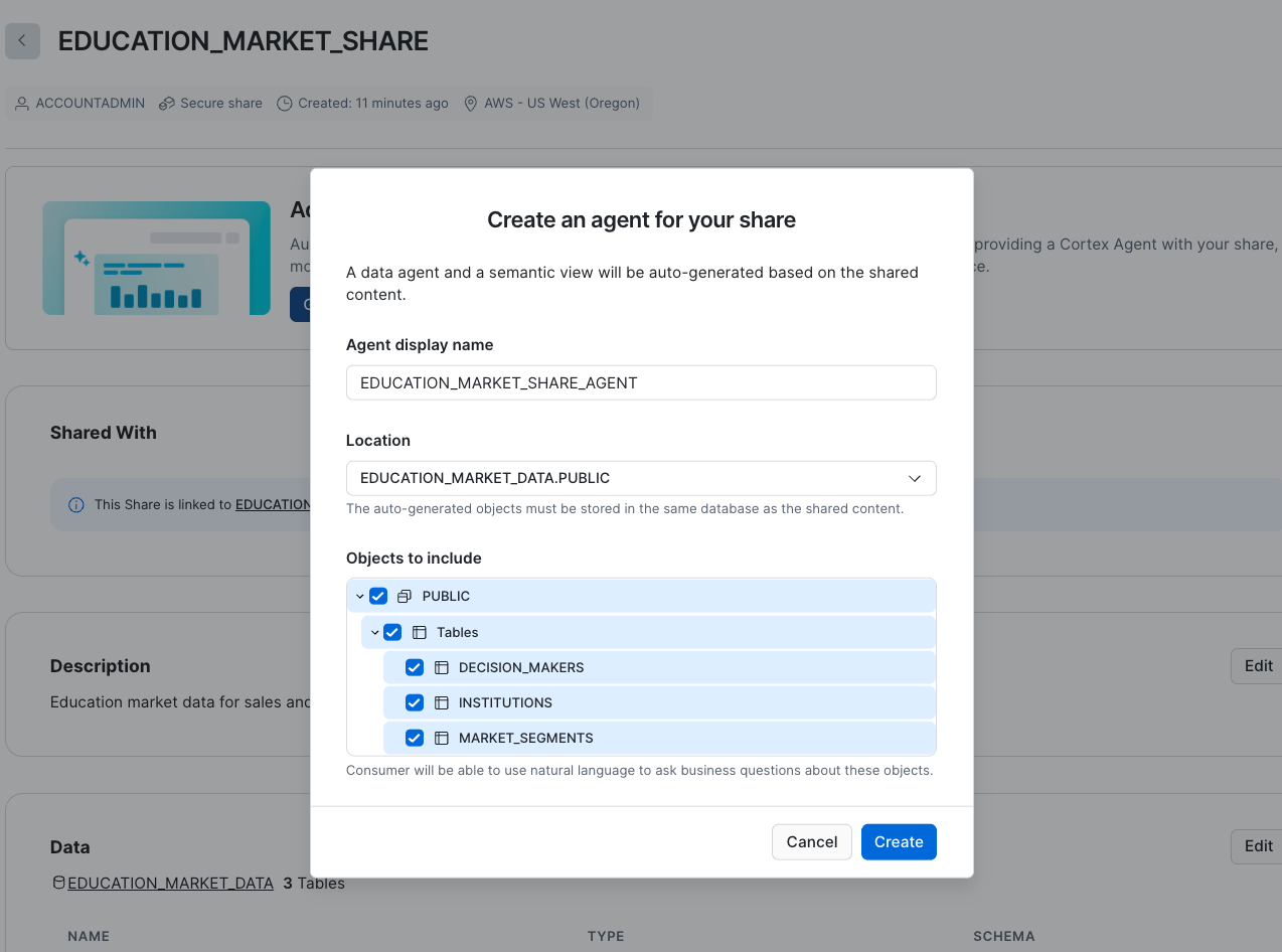 Auto-gen create agent