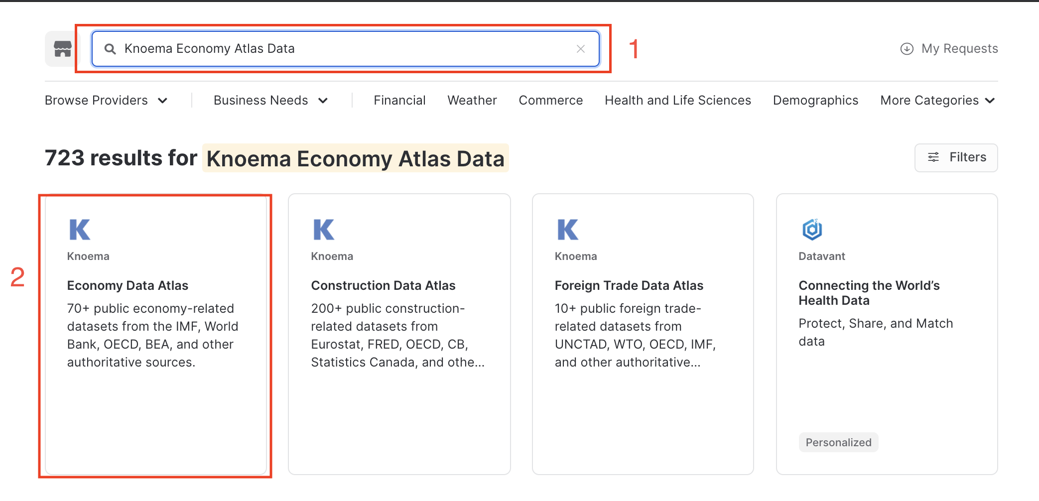 Click on Knoema Tile