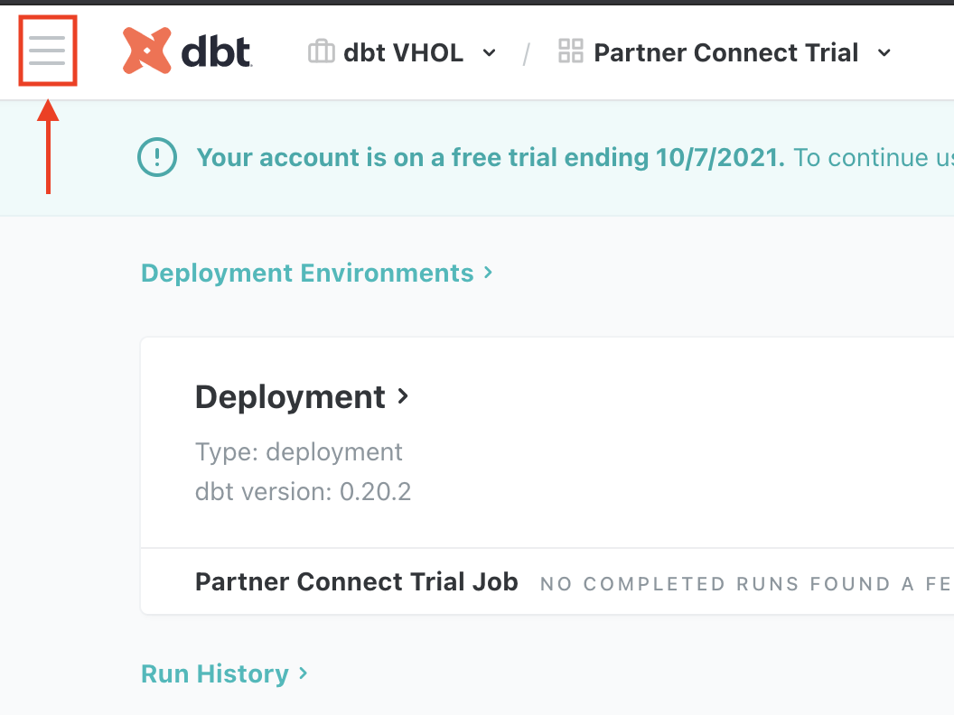 Click on the hamburger