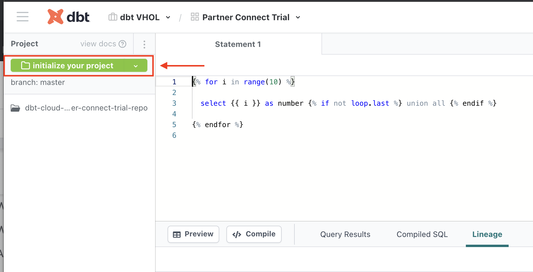 Click on the Initialize