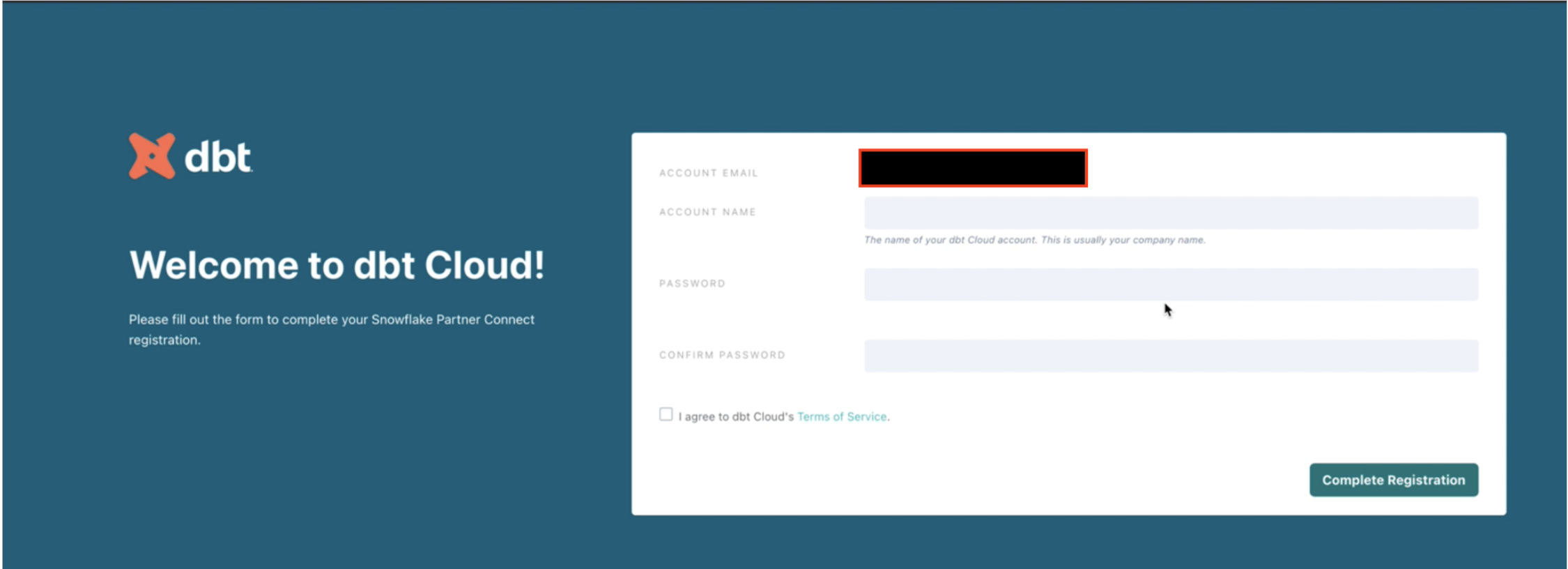 Register dbt Cloud account