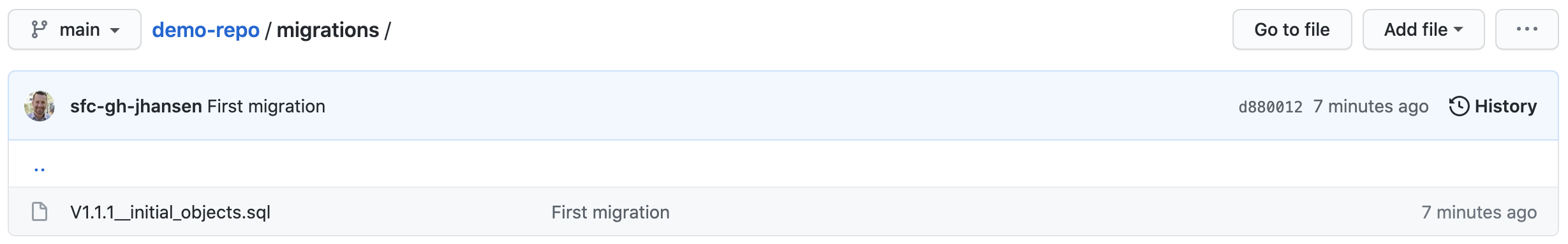 GitHub repository after first change script