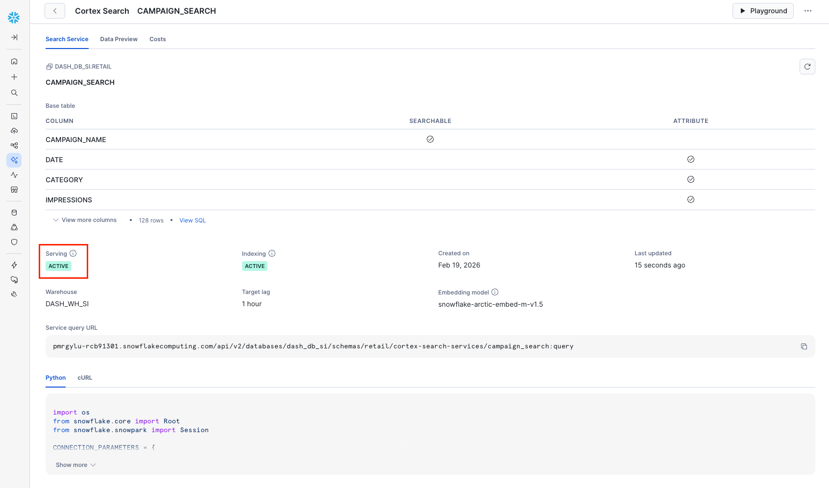 Active Cortex Search