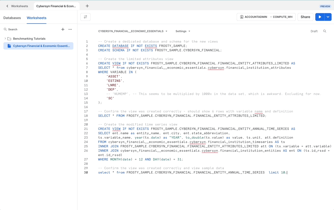 GIF showing the SQL statements being run in Snowflake