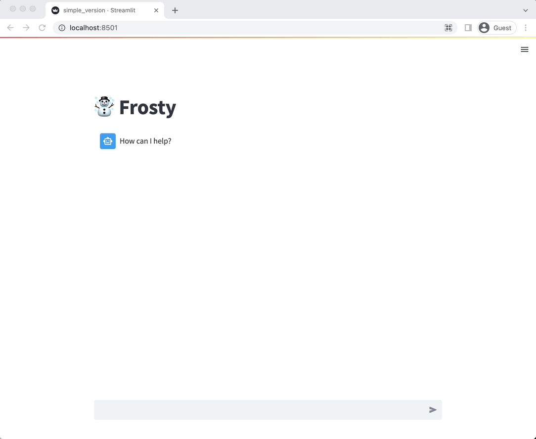 GIF demonstrating the simple chatbot app