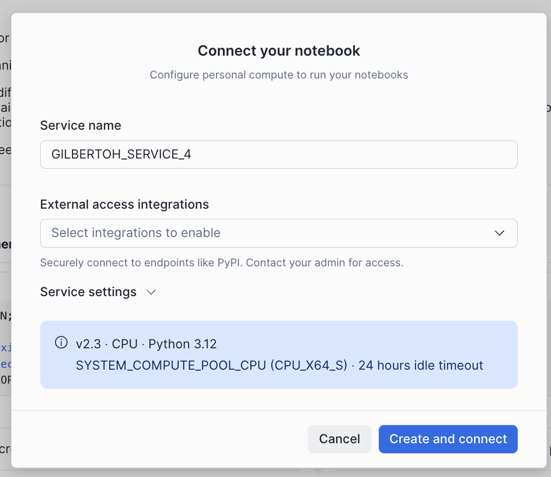 Connect your notebook to a compute pool