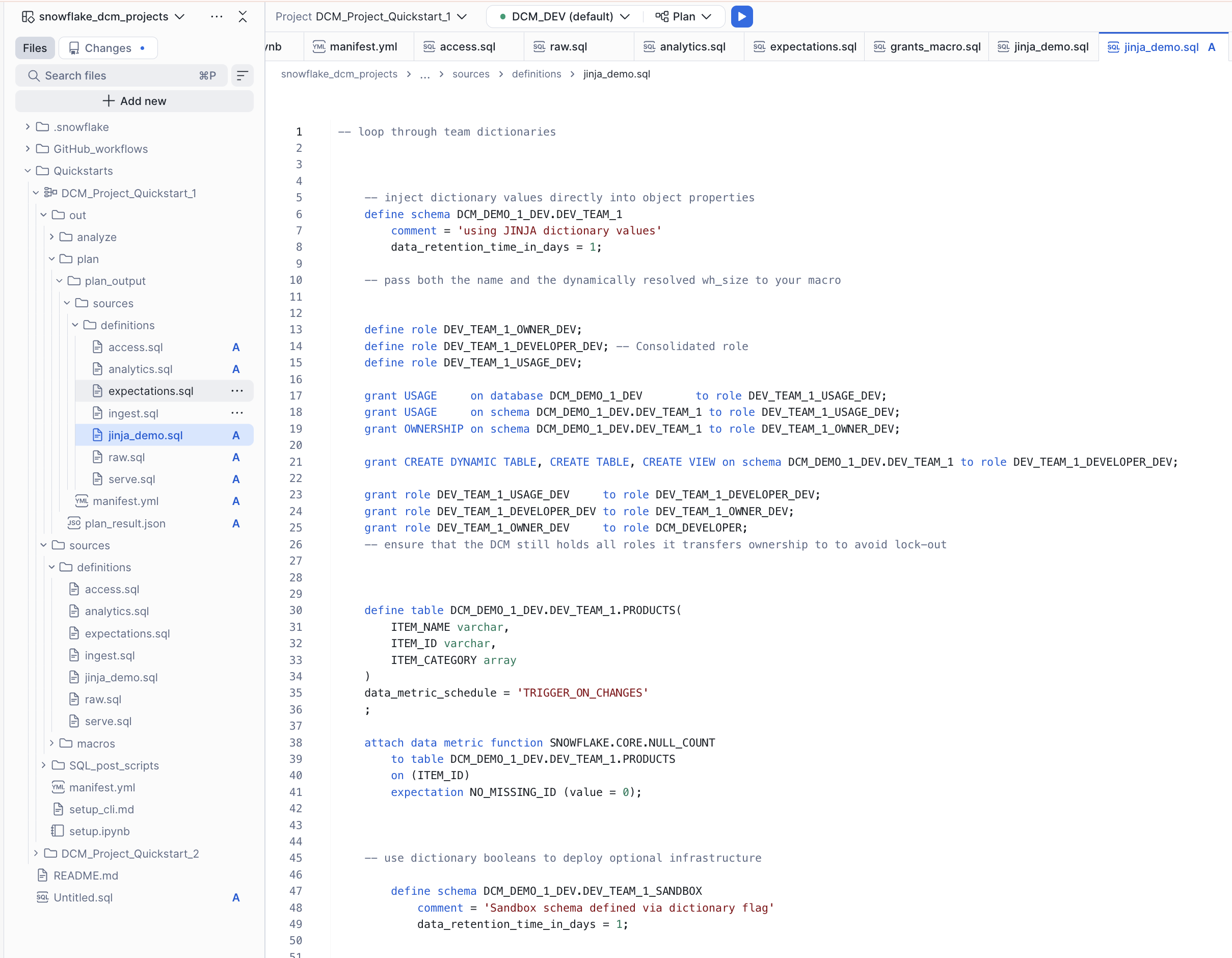 Workspace showing rendered plan output files
