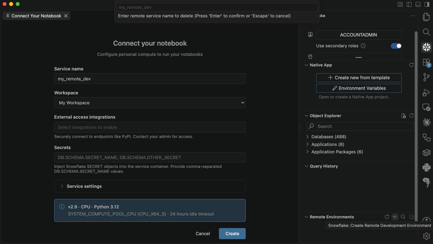 create env