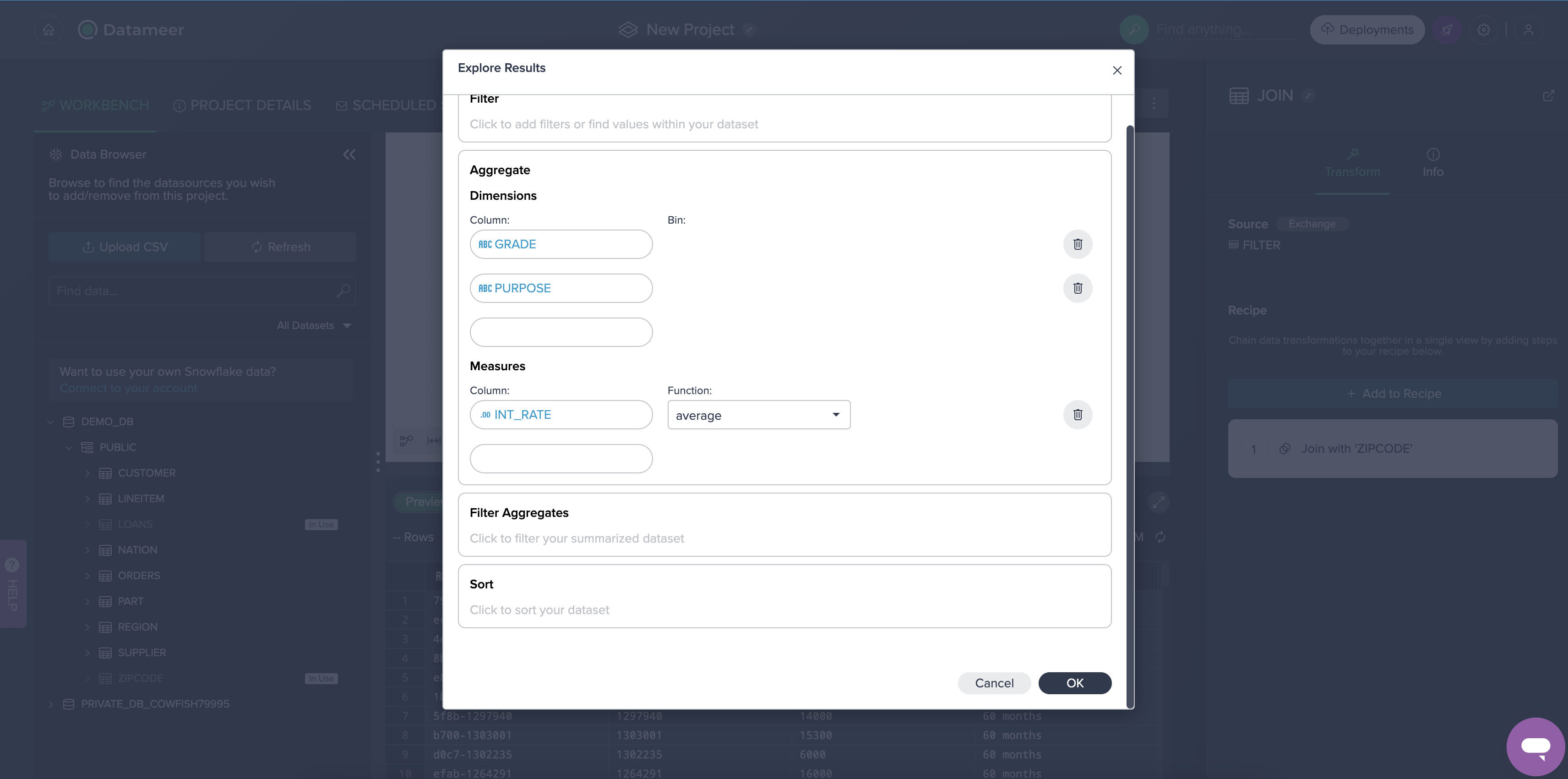 Configuration of aggregated Exploration