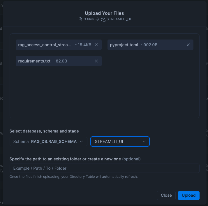 Upload Streamlit Files
