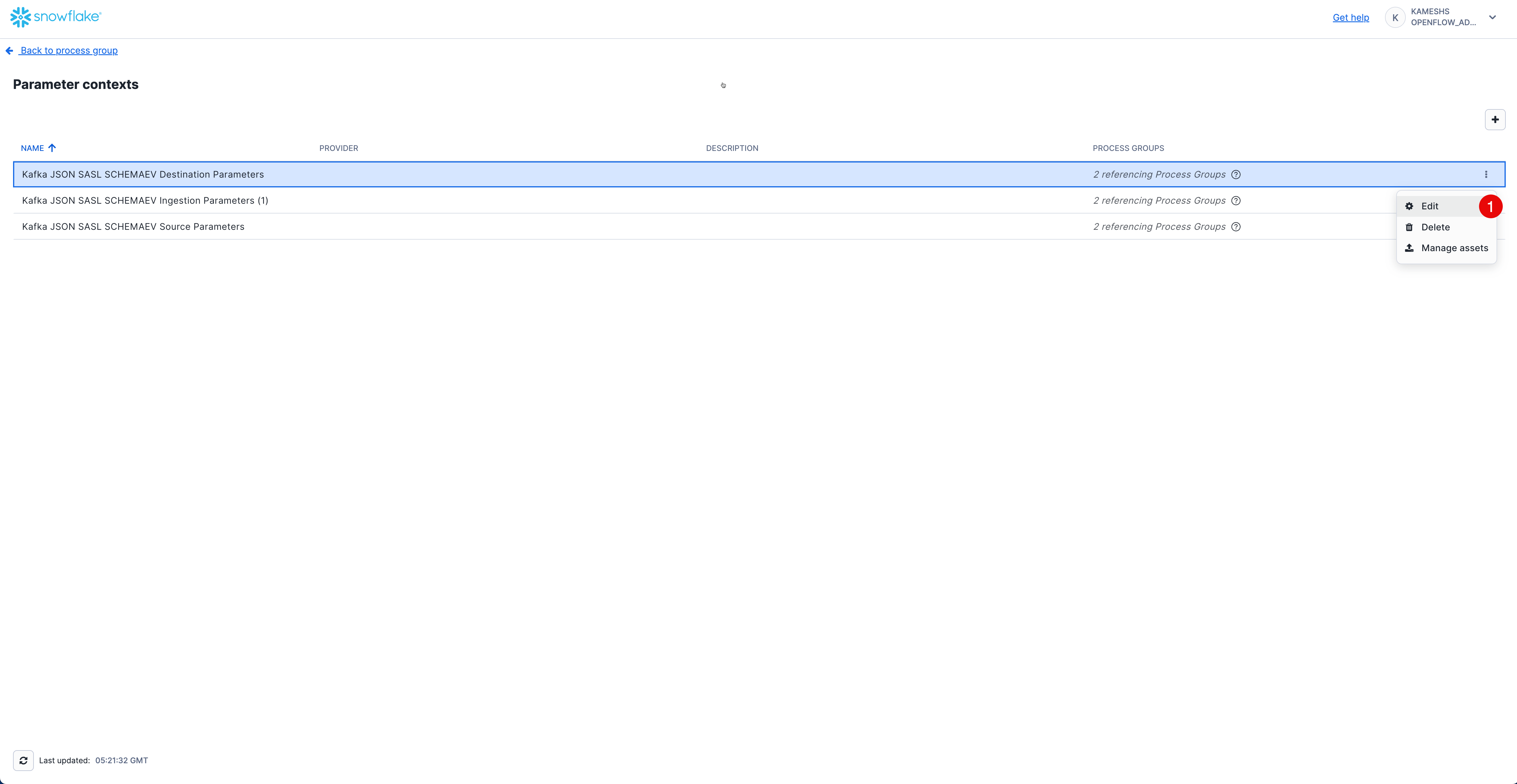 Edit Kafka Destination Parameters