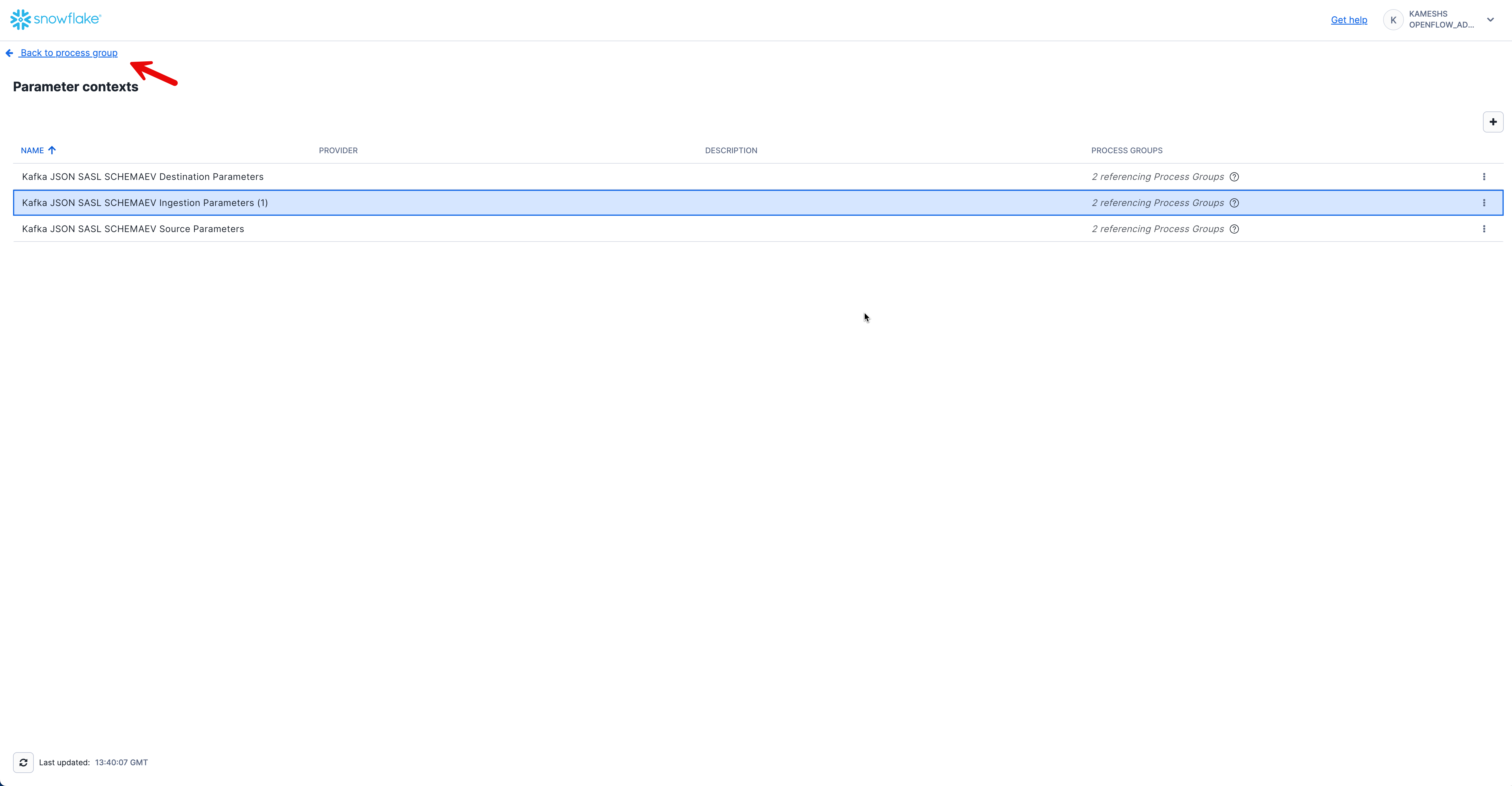 Navigate Back to Process Group
