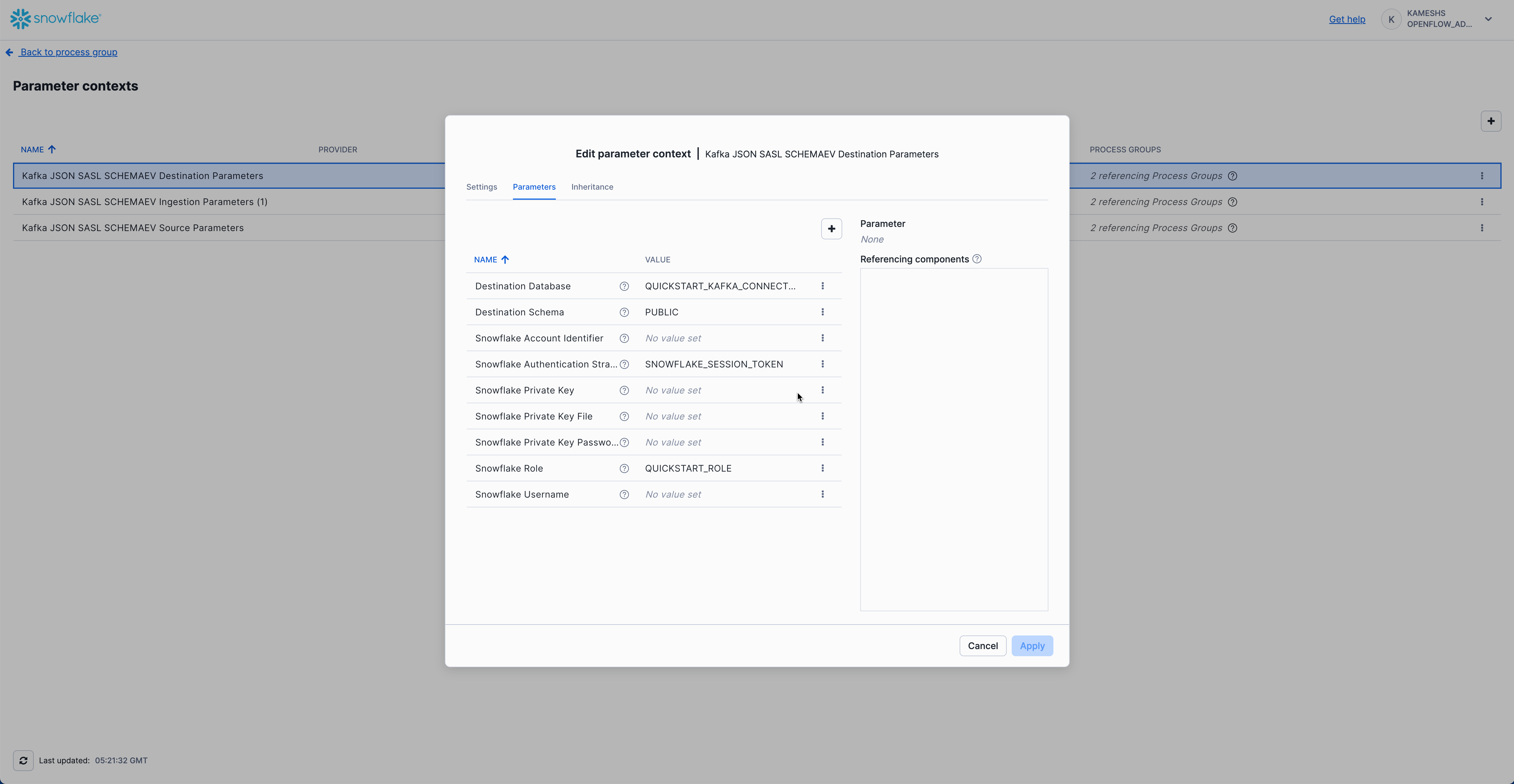 Set Kafka Destination Parameters