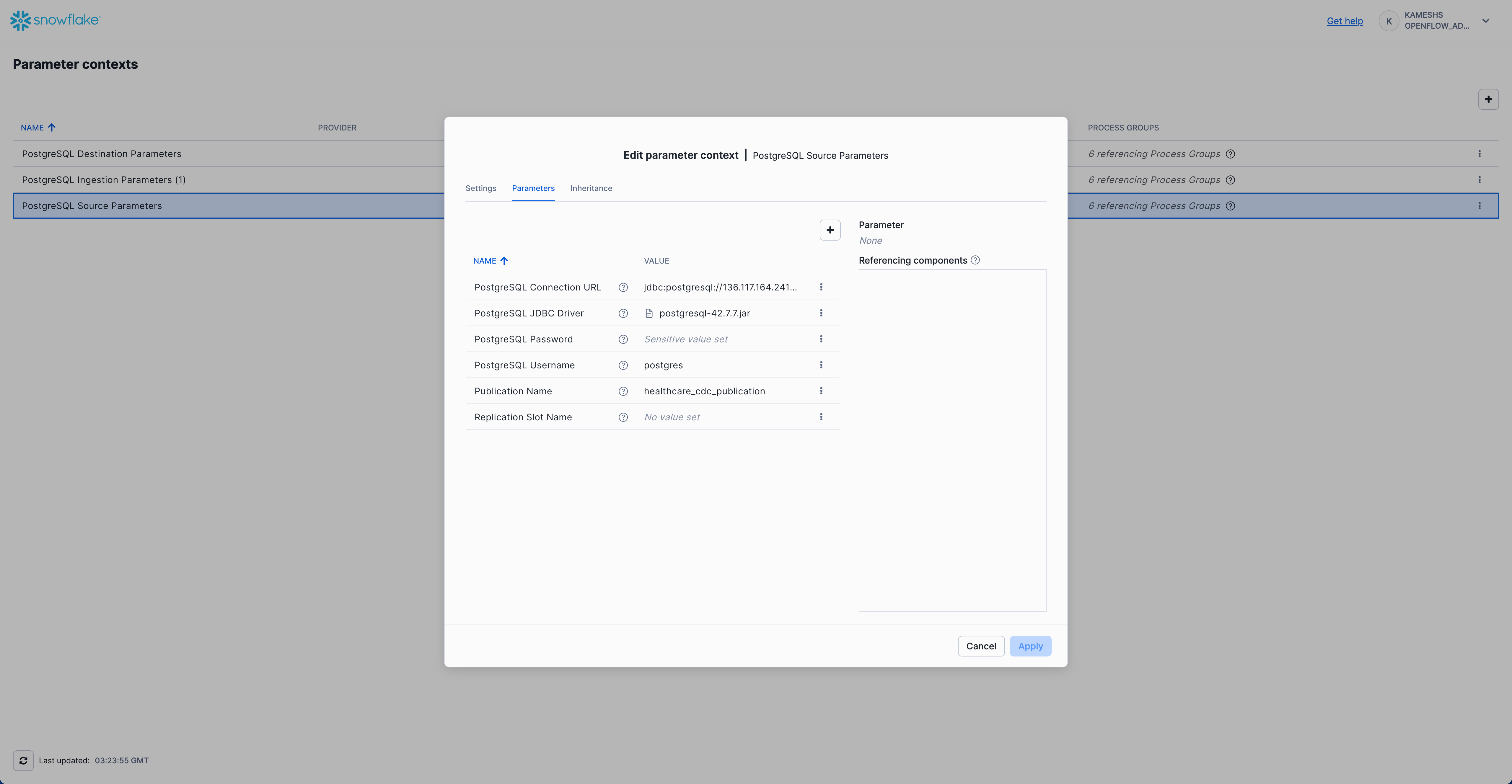 Set PostgreSQL Source Parameters