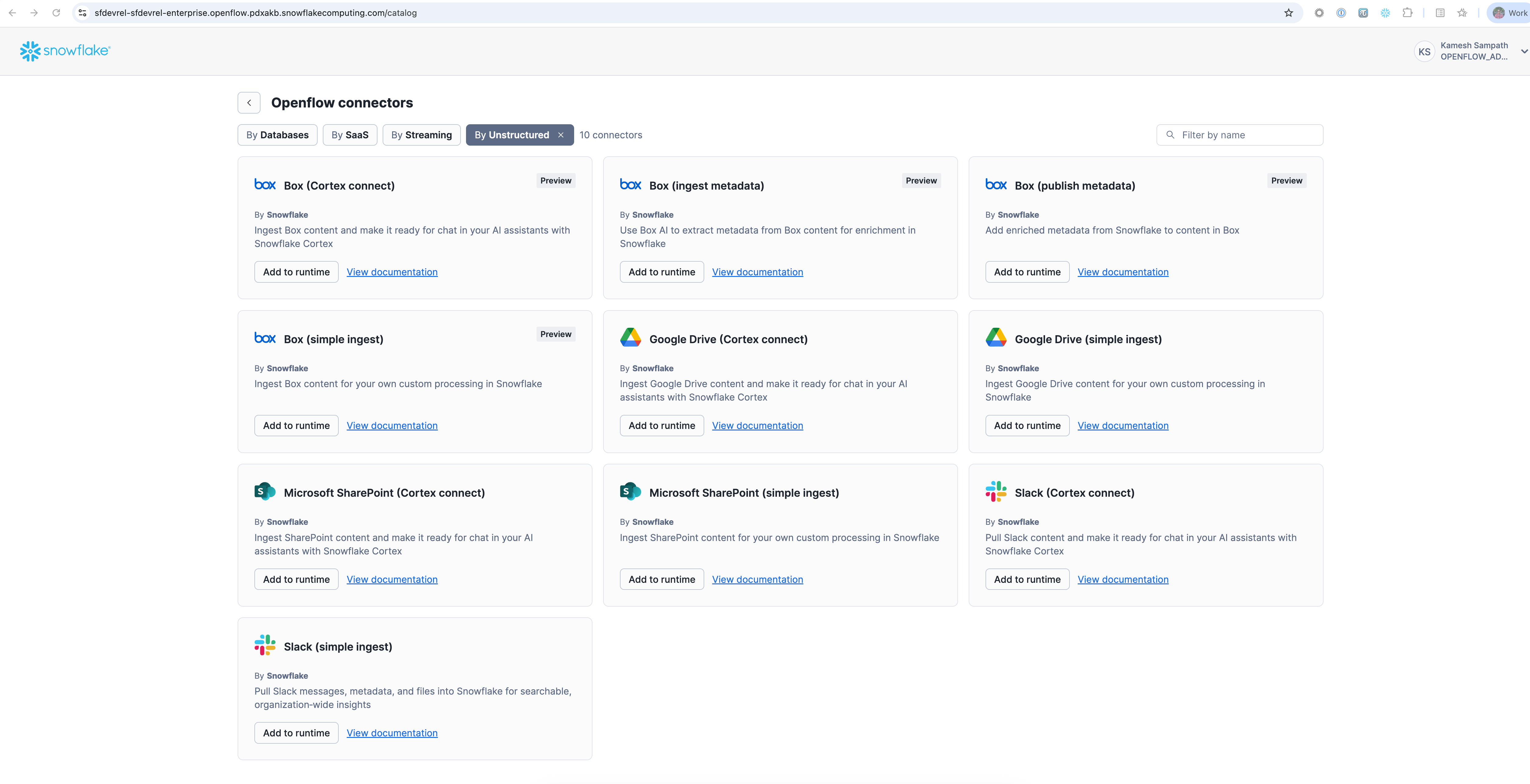 Openflow Connectors List