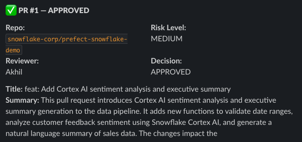 SS6 — Slack channel showing the completion notice (APPROVED)