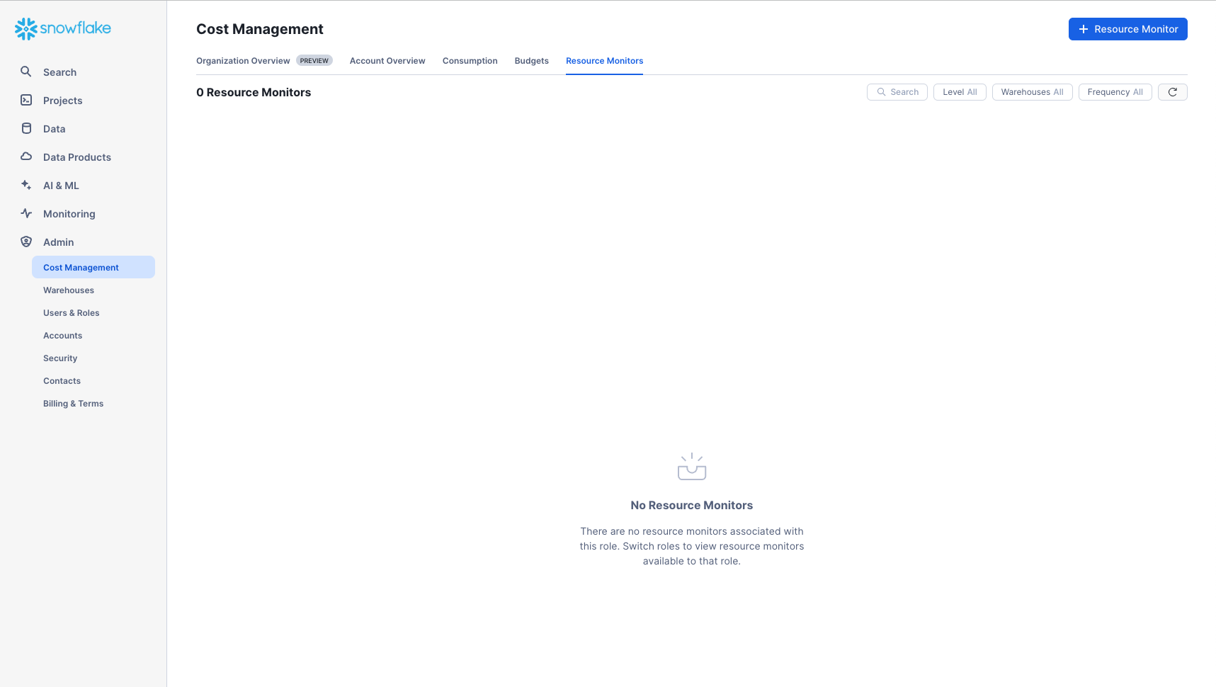resource monitors tab
